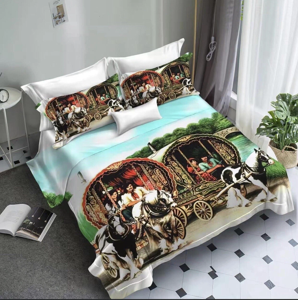 Caravan Bedding Set Duvet Cover Pillow Cases King 